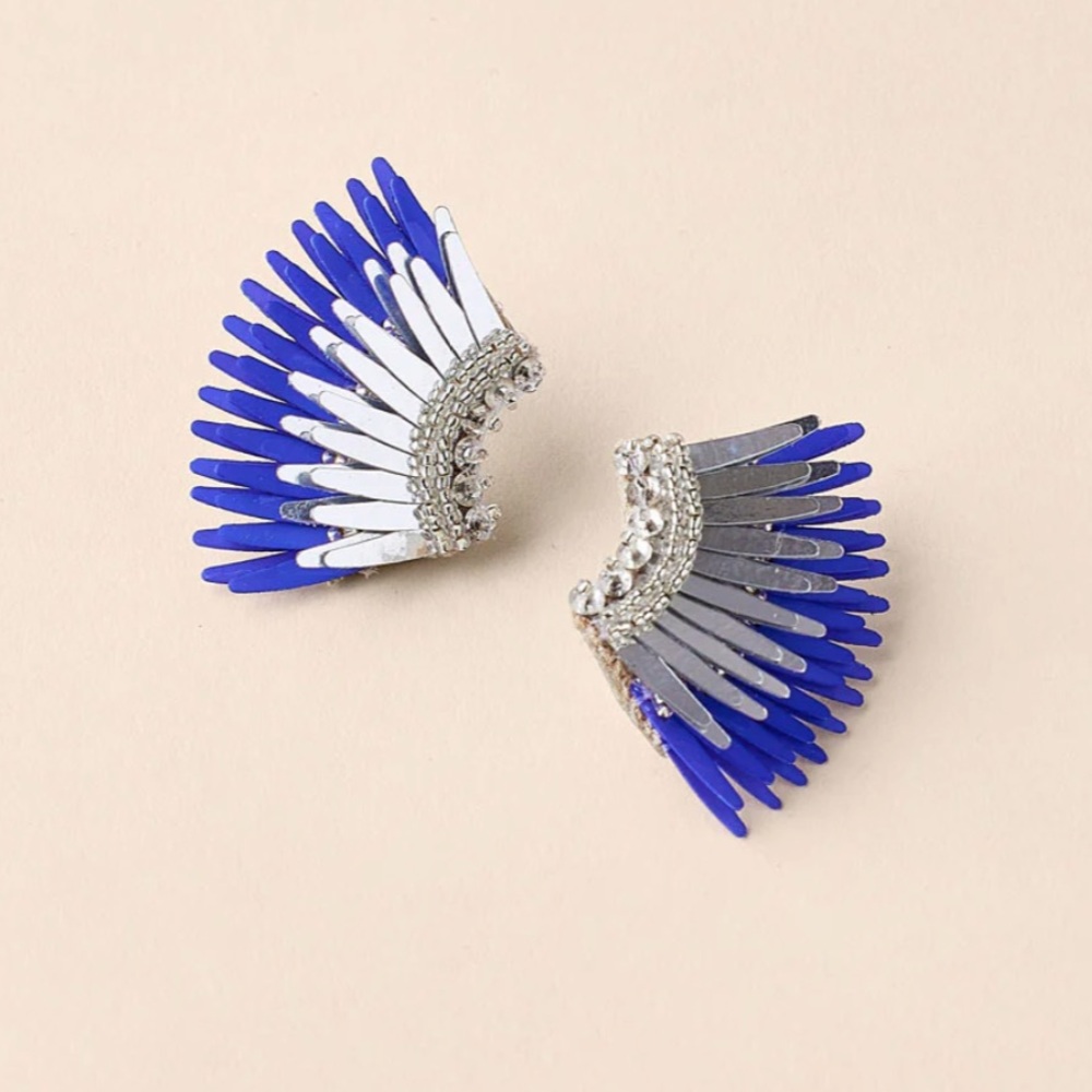 NWT: Mignonne Gavigan MINI MADELINE EARRINGS PURPLE SILVER Beaded Wing Earrings